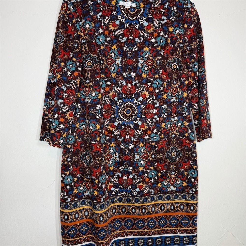 London Style Collection Shift Dress Womens Size 14‎ Multicolor Medallion